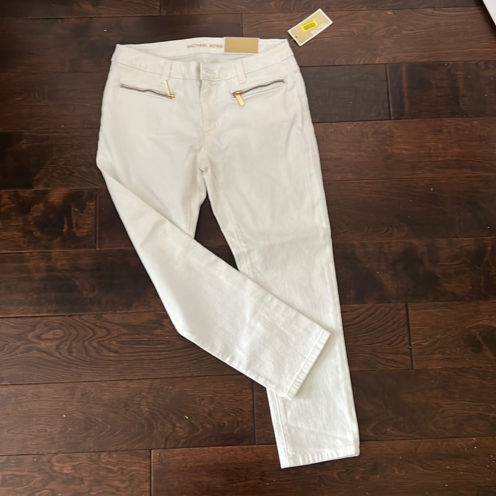 MIchael Kors “Izzy” cropped skinny white jeans size 6 MSRP $88